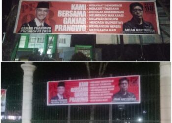 Spanduk Bergambar Ganjar Pranowo Presiden RI 2024 Ramai Terpasang di Kota Kendari