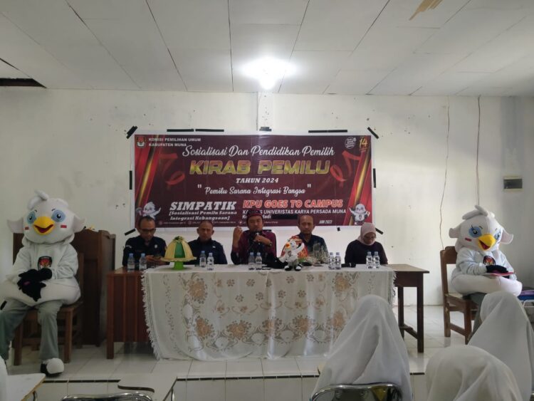 KPU Kabupaten Muna Sosialisasi dan Pendidikan Pemilih, Kirab Pemilu 2024 di Universitas Karya Persada Muna