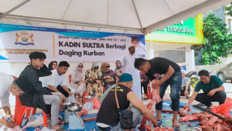 Berbagi Berkah Idul Adha 1444 H, Kadin Sultra Kurban 3 Ekor Sapi yang Dibagikan ke Masyarakat
