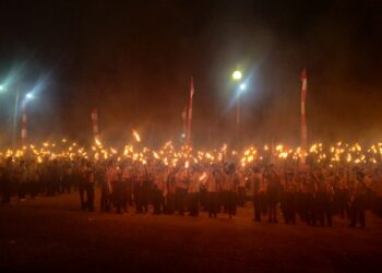 Upacara Taptu dan Pawai Obor Ramaikan Perayaan HUT RI ke-78 di Kabupaten Muna