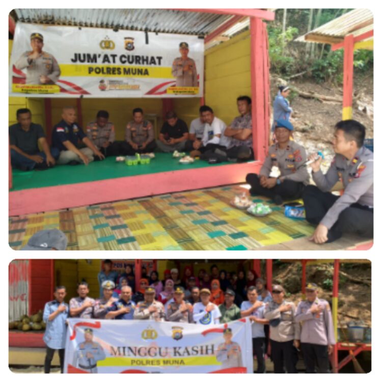 Polres Muna Laksanakan Jum’at Curhat di Desa Banggai, Kecamatan Duruka yang merupakan Desa Binaan Universitas Karya Persada Muna