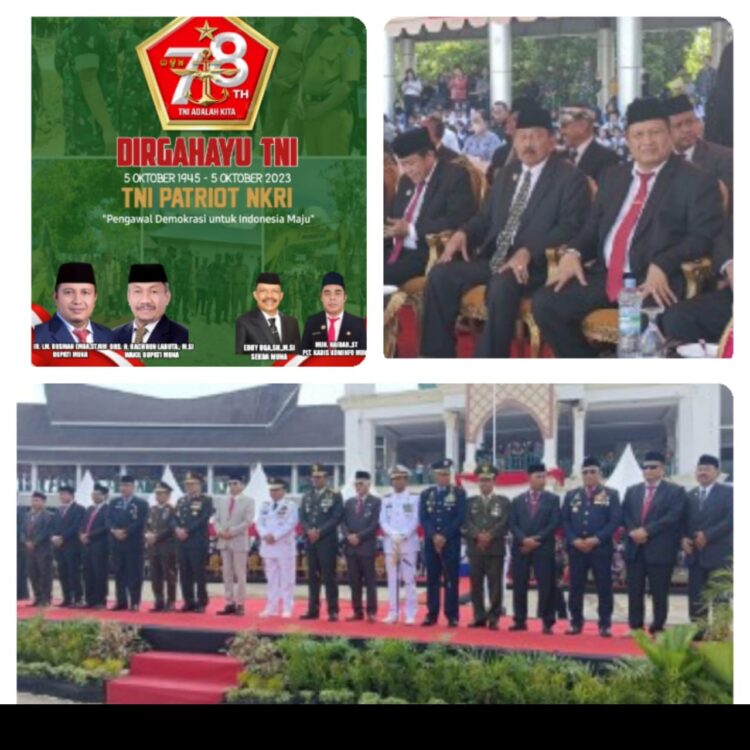 Bupati Muna LM Rusman Emba Hadiri HUT TNI ke-78 di Kendari