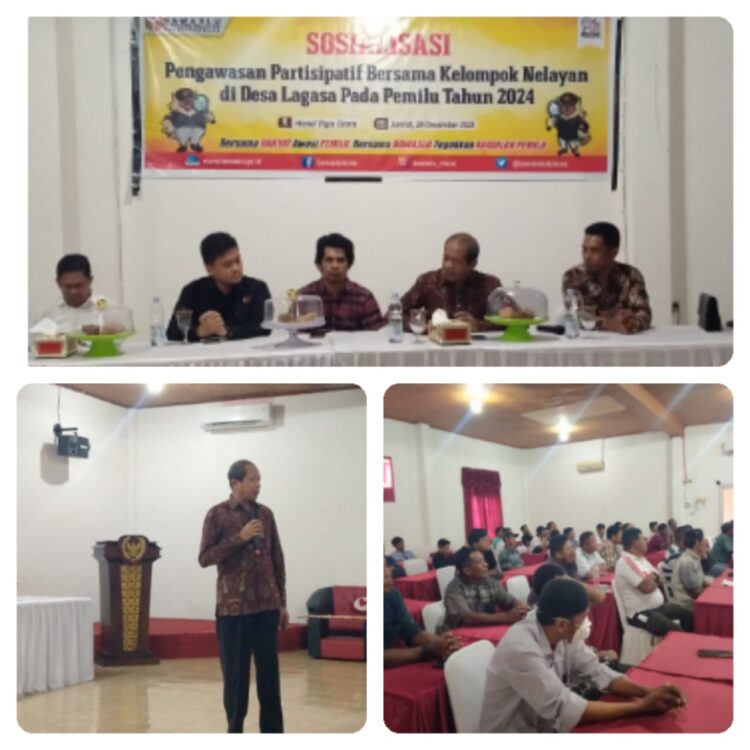 Rektor Universitas Karya Persada Muna Jadi Narasumber dalam Sosialisasi Pengawasan Partisipatif Bersama Kelompok Nelayan di Desa Lagasa yang di Selenggarakan Bawaslu Muna