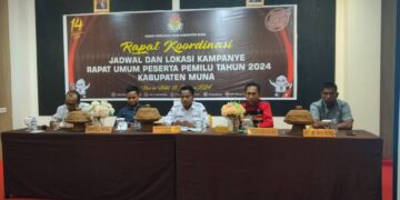 Pemkab Muna Bersama KPU, Bawaslu, Polri-TNI dan Seluruh Parpol Gelar Rakor Bahas Jadwal dan Lokasi Kampanye Peserta Pemilu 2024