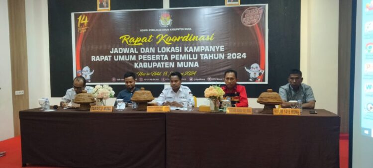 Pemkab Muna Bersama KPU, Bawaslu, Polri-TNI dan Seluruh Parpol Gelar Rakor Bahas Jadwal dan Lokasi Kampanye Peserta Pemilu 2024