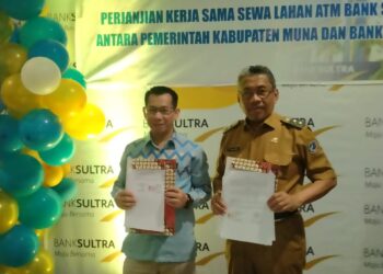 Pesan Plt Bupati Muna dalam Penandatanganan Perjanjian Kerjasama Sewa Lahan ATM Bank Sultra
