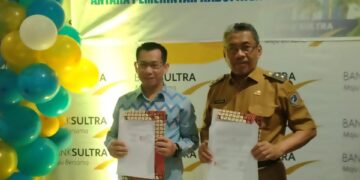 Pesan Plt Bupati Muna dalam Penandatanganan Perjanjian Kerjasama Sewa Lahan ATM Bank Sultra