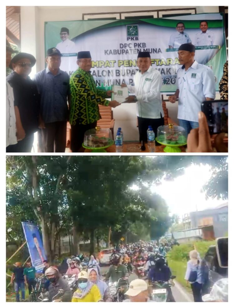 Luar Biasa! Diantar Ribuan Masyarakat, Bacalon Bupati Muna Bachrun Labuta Kembalikan Berkas ke PKB dan PKS