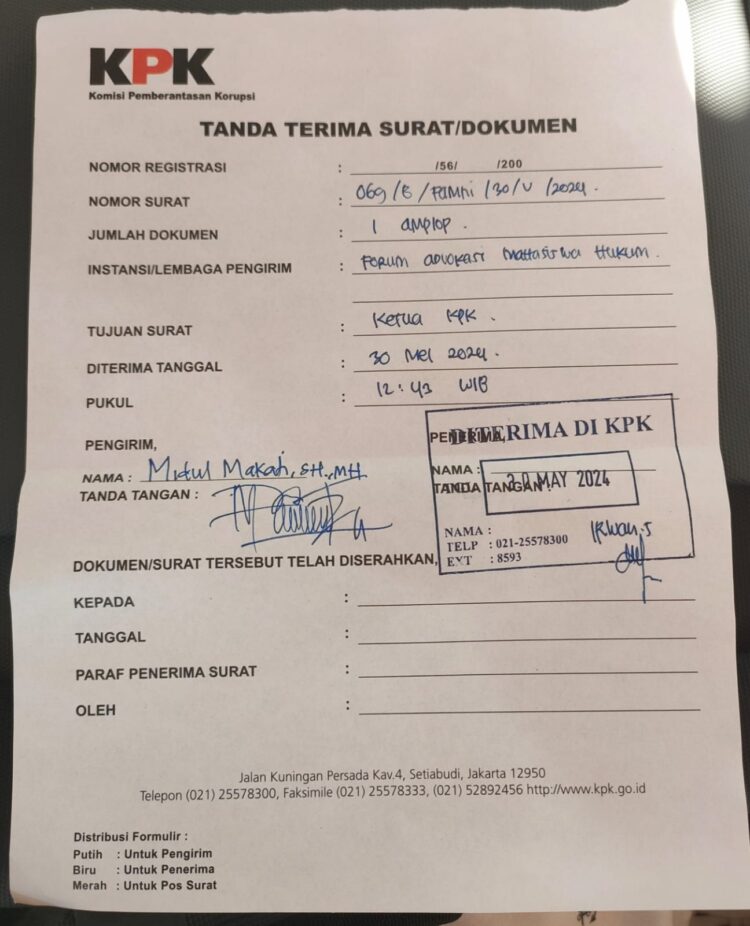 Ketua Forum Mahasiswa Hukum Indonesia Laporkan Bupati Wakatobi di KPK
