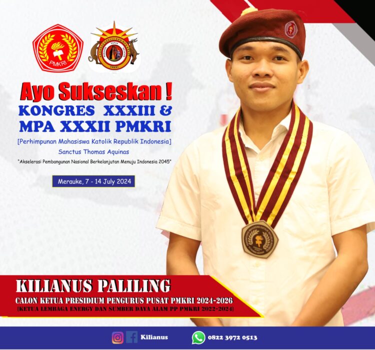 Kilianus Paliling Kader Terbaik PMKRI Cabang Kendari-Sultra Nyatakan Siap Tarung sebagai Calon Ketua Presidium PP PMKRI St.Thomas Aquinas Periode 2024-2026