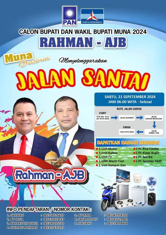 Gelar Jalan Santai, Rahman – AJB Siapkan Hadiah Utama Sepeda Motor Bagi Masyarakat Muna