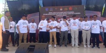 Deklarasi Kampanye Damai, KPU Muna Tekankan Kepada Paslon untuk Menjaga Kondusifitas Antar Pendukung