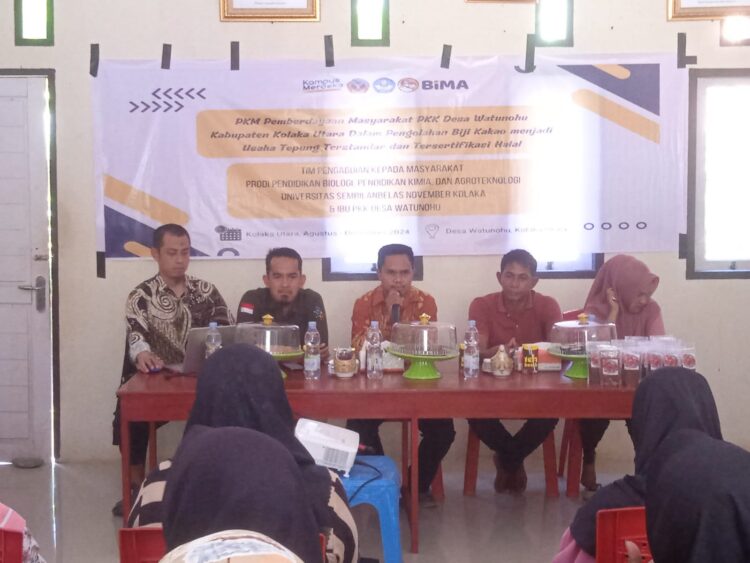 Tim PKM USN Kolaka Sukses Memperkenalkan Produk dan Teknologi Pembuatan Tepung Kakao kepada Masyarakat PKK Desa Watunohu Kolaka Utara