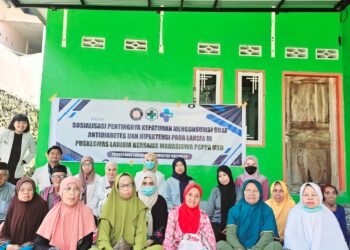 Mahasiswa PSPA Angkatan XII Fakultas Farmasi Lakukan Sosialisasi Pentingnya Kepatuhan Mengonsumsi Obat Anti Diabetes dan Obat Anti Hipertensi pada Lansia di Puskesmas Labibia