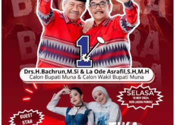 Pasangan BAHTERA Akan Gelar Kampanye Akbar Besok Dilapangan SOR La Ode Pandu Raha, Dimeriahkan Artis Ibu Kota