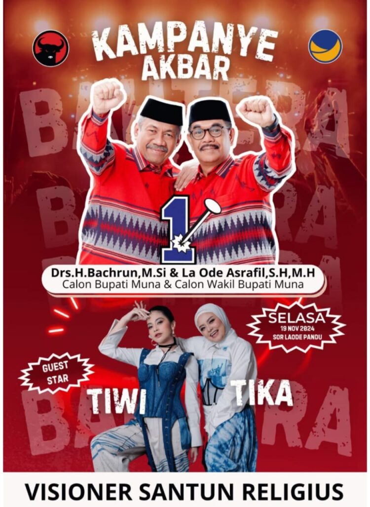 Pasangan BAHTERA Akan Gelar Kampanye Akbar Besok Dilapangan SOR La Ode Pandu Raha, Dimeriahkan Artis Ibu Kota