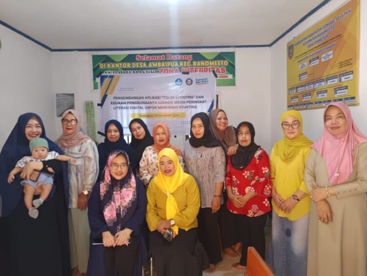 Kontribusi Nyata, TIM Dosen Fakultas Farmasi UHO Sukses Kembangan Aplikasi ‘Tolak Stunting’ Serta Berikan Edukasi Mengenai Pencegahan Stunting di Desa Ambaipua Konawe Selatan