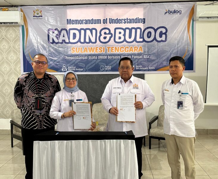 Kembangkan UMKM Berbasis Rumah Pangan Kita, Kadin dan Bulog Sultra Resmi Tandatangani MoU
