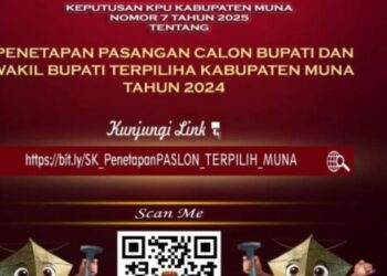 Pengumuman Hasil Rapat Pleno Penetapan Bupati dan Wakil Bupati Muna Terpilih