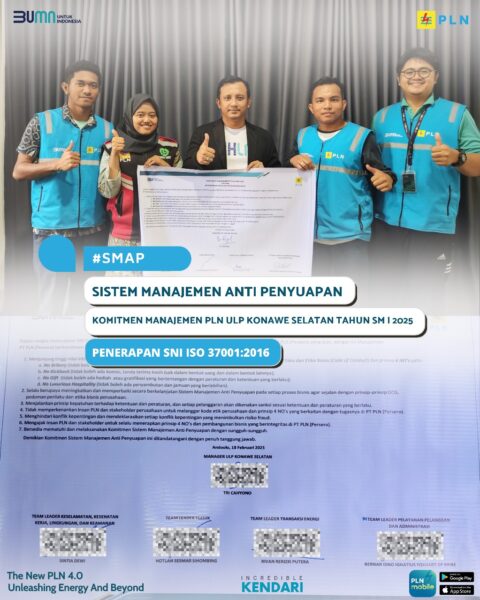 Komitmen PLN ULP Konawe Selatan jalankan Proses Bisnis dengan Integritas & Berpegang Teguh Pada Prinsip 4 NO’s