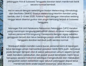 Gerak Cepat, PLN Berhasil Pulihkan 100% Kelistrikan Kendari di Tengah Cuaca Buruk