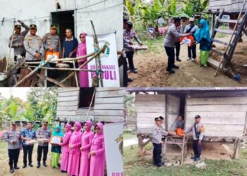 Jelang HUT RI ke-80, Polres Muna dan Bhayangkari Berbagi Sembako ke Warga Kurang Mampu