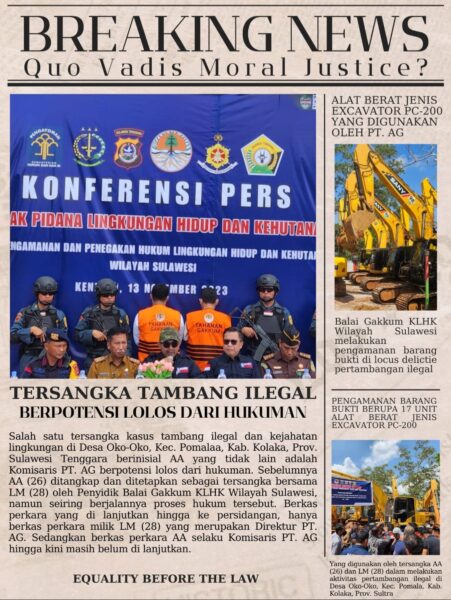 Kasus Tambang Oko-Oko kembali Diungkap, Komisaris PT. AG kebal Hukum, JATI Duga Ada Suap Menyuap APH