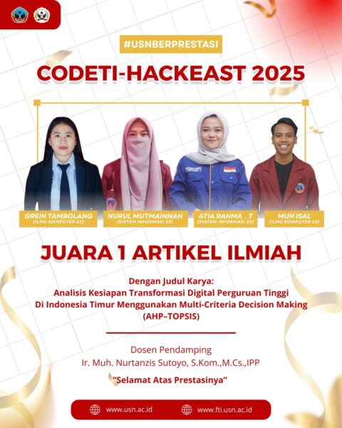 Hebat ! Mahasiswa Fakultas Teknologi Informasi USN Kolaka Raih Prestasi pada Ajang CODETI-HACKEAST 2025